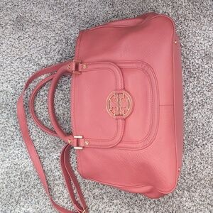 Tory Burch Coral Leather Handbag 14x9.5 Excellent Condition Very Clean